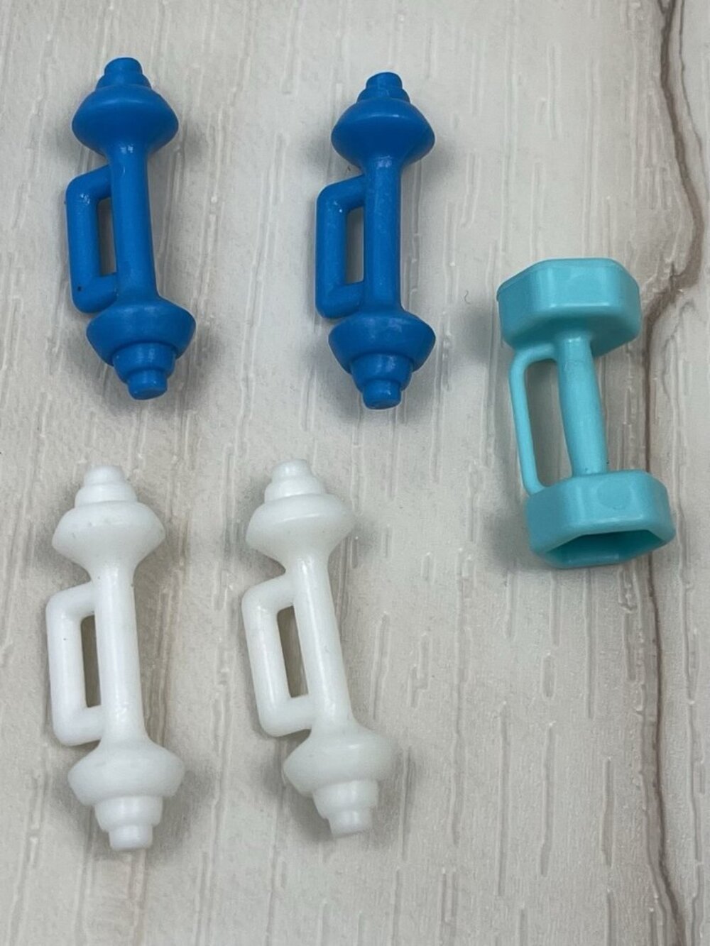VTG 90s 5pc Lot MATTEL Barbie Sporting Life Fashions Blue & White DUMBBELLS EUC